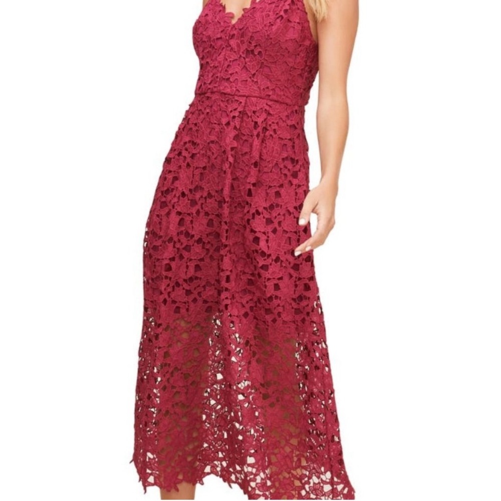 ASTR the Label Lace A Line Midi Dress, in Berry, Medium